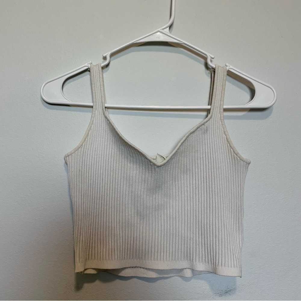 H&M Cream Ribbed Knit Women's Top